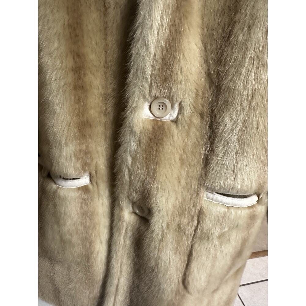 Jones NY Faux Suede Fur Coat Sz L Golden Tan Hooded Plush Reverse Jacket Mob Y2k - Picture 8 of 13